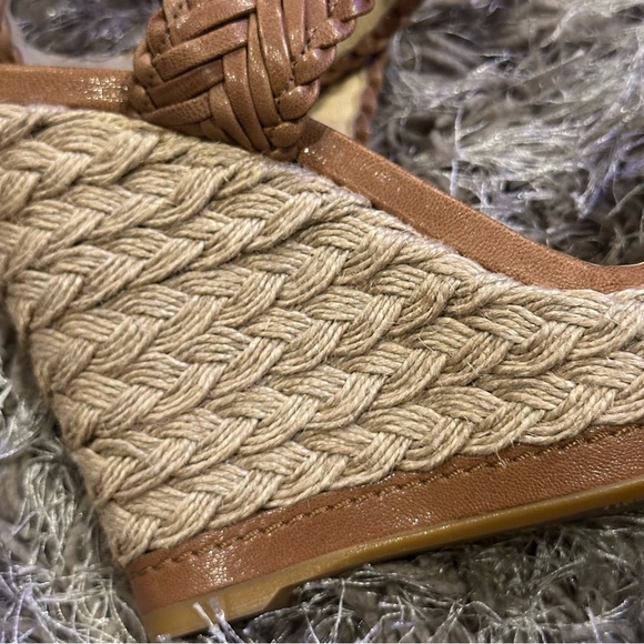 Stuart Weitzman Elixir Tan Leather Braided Wedges - Picture 6 of 14